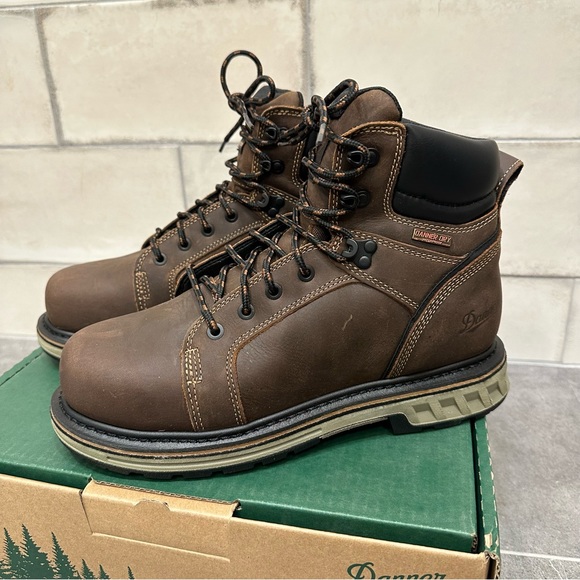 Danner steel toe yard boot work brown leather lace up waterproof slip resistant - Picture 4 of 13